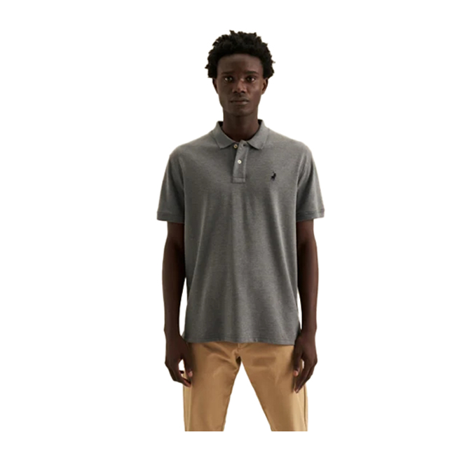 Polo Plain Pique Short Sleeve Golfer Mens - Grey