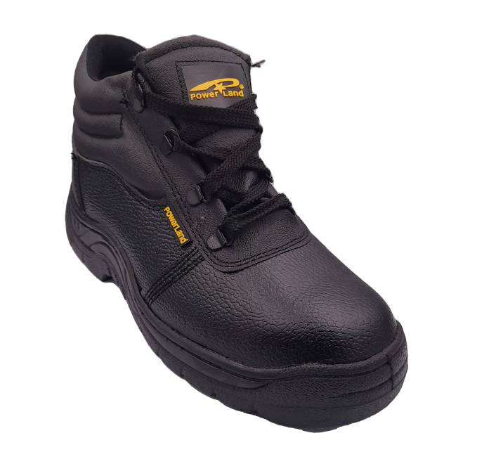 powerland mens lace up safety boots - black